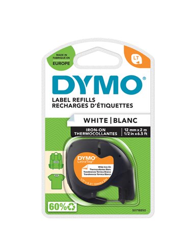 NASTRO DYMO LETRATAG 12MMX2M BIANCO DA STIRARE S0718850