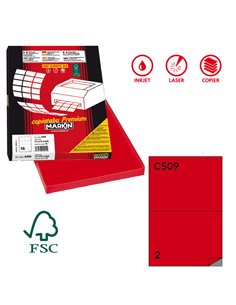 Etichetta adesiva C/509 rosso 100fg A4 210x148,5mm (2et/fg) Markin X210C509RO