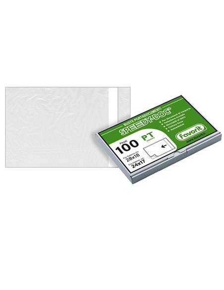 100 BUSTE ADESIVE SPEEDY DOC PT 240X170MM APERTURA LATO CORTO 100500097 FAVORIT BUSTE SOVRACOLLO-ETICHETTE PRESTAMPATE