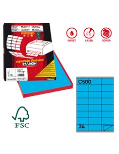 Etichetta adesiva C/500 blu 100fg A4 70x36mm (24et/fg) Markin X210C500BL MARKIN ETICHETTE CARTA COPY-LASER-INKJET