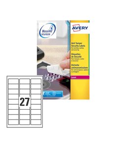 Poliestere adesivo L6114 bianco antim. 20fg A4 63,5x29,6mm (27et/fg) laser Avery L6114-20 AVERY ETICHETTE POLIESTERE COPY-LAS...