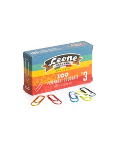 SCATOLA 100 FERMAGLI COLORATI E METALLIZZATI N.3 MM28 LEONE COLOR FX103 LEONE DELL'ERA FERMAGLI-FERMACAMPIONI-MOLLE