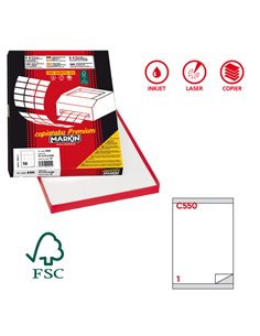 Etichetta adesiva C/550 bianca 100fg A4 210x280mm (1et/fg) Markin X210C550 MARKIN ETICHETTE CARTA COPY-LASER-INKJET