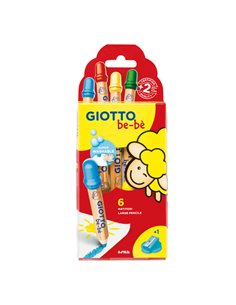 Astuccio 6 supermatitoni lavabili c/temperino GIOTTO BeBE' F477600