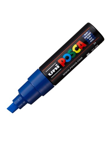 Marcatore UNI POSCA PC8K p.scalpello 8mm blu UNI MITSUBISHI M PC8K B UNI MITSUBISHI A BASE D'ACQUA