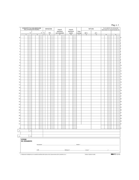 REGISTRO IVA CORRISPETTIVI 31X24,5 15PAG. numerate E2103 E2103 EDIPRO AZIENDE-CONTABILITA' GENERALE