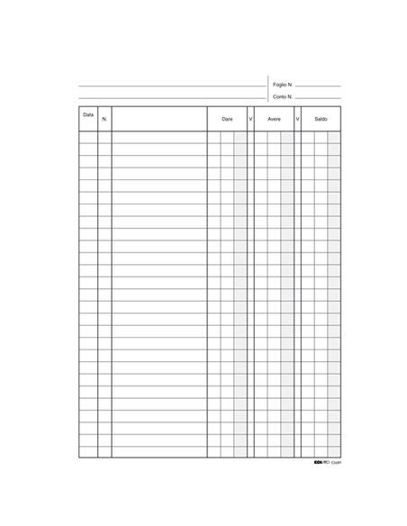 REGISTRO DARE/AVERE/SALDO 24X17 100PAG. E2689 E2689 EDIPRO AZIENDE-CONTABILITA' GENERALE
