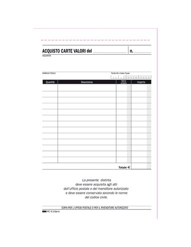BLOCCO ACQUISTO VALORI BOLLATI 50/50FG AUTORIC. 23X15 E5784A E5784A EDIPRO AZIENDE-CONTABILITA' GENERALE