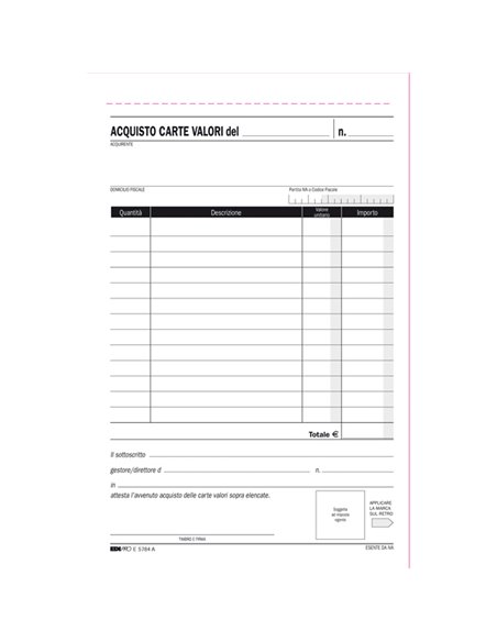 BLOCCO ACQUISTO VALORI BOLLATI 50/50FG AUTORIC. 23X15 E5784A E5784A EDIPRO AZIENDE-CONTABILITA' GENERALE