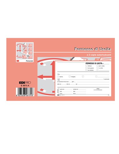 BLOCCO PERMESSO USCITA 50/50 FOGLI AUTORIC. 9,9X17CM E5673A E5673A EDIPRO AZIENDE-CONTABILITA' GENERALE