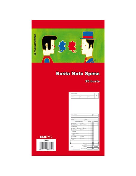 BLOCCO 25 BUSTE NOTA SPESE 28X15CM E5777 EDIPRO E5777 EDIPRO AZIENDE-CONTABILITA' GENERALE