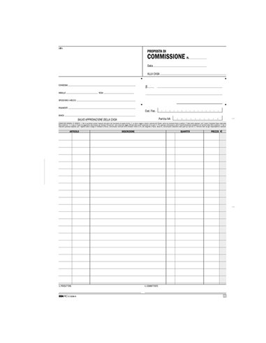 BLOCCO COPIA COMMISSIONI 29,7X21cm 50fg 2 copie autoric. E5236A EDIPRO E5236A