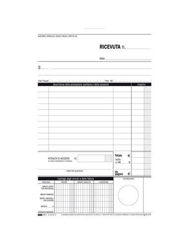 BLOCCO RICEVUTE SANITARIE NUMERATE 50/50 FOGLI AUTORIC. 23X15 E5275C E5275C EDIPRO BLOCCHI RICEVUTE-FATTURE