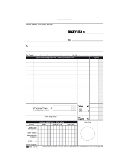 BLOCCO RICEVUTE SANITARIE NUMERATE 50/50 FOGLI AUTORIC. 23X15 E5275C E5275C EDIPRO BLOCCHI RICEVUTE-FATTURE