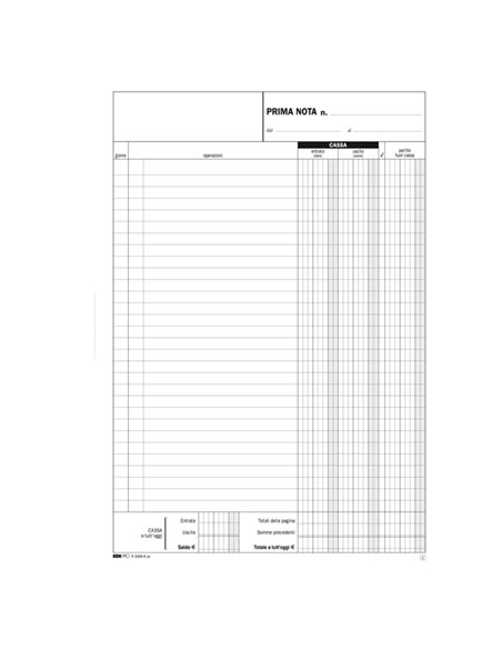 BLOCCO PRIMA NOTA CASSA ENTRATE/USCITE 50/50 FOGLI AUTORIC. 31X21 E5359A E5359A