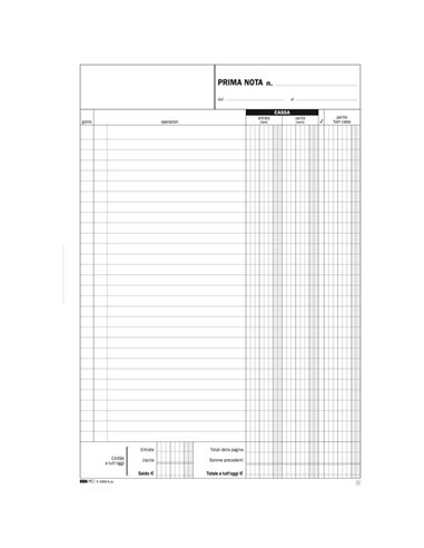 BLOCCO PRIMA NOTA CASSA ENTRATE/USCITE 50/50 FOGLI AUTORIC. 31X21 E5359A E5359A