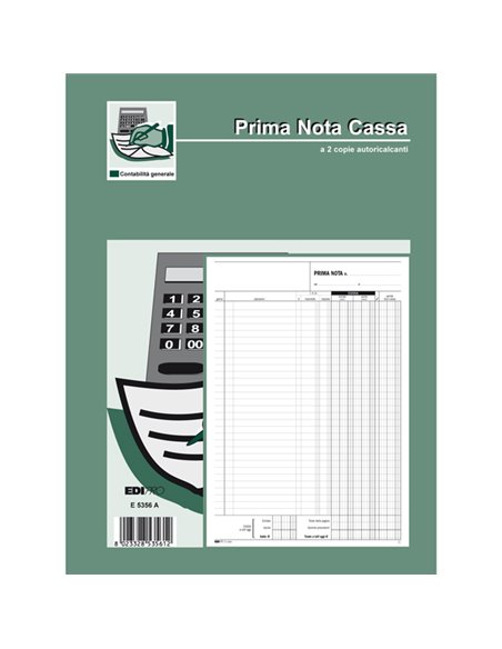 BLOCCO PRIMA NOTA CASSA ENTRATE/USCITE/IVA 50/50 FOGLI AUTORIC. 31X21 E5356A E5356A EDIPRO AZIENDE-CONTABILITA' GENERALE