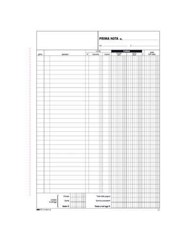 BLOCCO PRIMA NOTA CASSA ENTRATE/USCITE/IVA 50/50 FOGLI AUTORIC. 31X21 E5356A E5356A EDIPRO AZIENDE-CONTABILITA' GENERALE