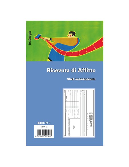 BLOCCO RICEVUTE D'AFFITTO 50/50 FOGLI AUTORIC. 9,9X17 E5504C E5504C EDIPRO BLOCCHI RICEVUTE-FATTURE