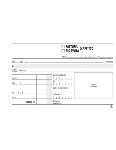 BLOCCO RICEVUTE D'AFFITTO 50/50 FOGLI AUTORIC. 9,9X17 E5504C E5504C EDIPRO BLOCCHI RICEVUTE-FATTURE