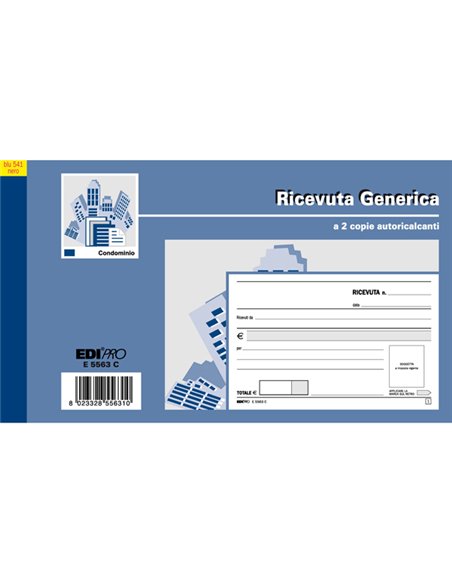 BLOCCO RICEVUTE GENERICHE 50FOGLI 2 COPIE AUTORIC. 9,9X17 E5563C E5563C EDIPRO BLOCCHI RICEVUTE-FATTURE