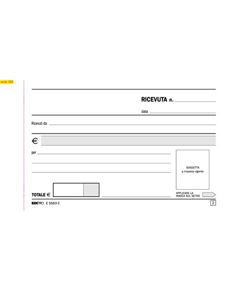 BLOCCO RICEVUTE GENERICHE 50FOGLI 2 COPIE AUTORIC. 9,9X17 E5563C E5563C EDIPRO BLOCCHI RICEVUTE-FATTURE