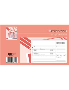BLOCCO COMUNICAZIONI TELEFONICHE 50/50 FOGLI AUTORIC. 9,9X17 E5693A E5693A EDIPRO SEGRETERIA