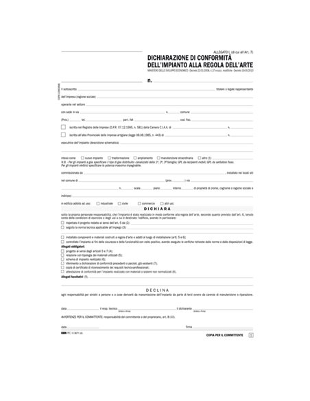 100FG 29,7X21 DICHIARAZIONE CONFORMITA' IMPIANTO SNAP A 5 COPIE AUTORIC E9071 E9071 EDIPRO AZIENDE-CONTABILITA' GENERALE