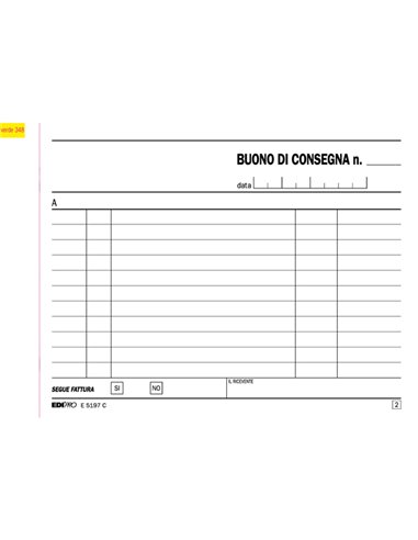 BLOCCO BUONI DI CONSEGNA 50/50 12X17,5CM RIC E5197C E5197C EDIPRO MAGAZZINO-TRASPORTI