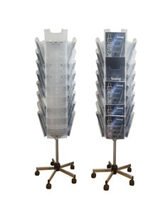 PORTARIVISTE GIREVOLE DA TERRA CON 24 VASCHETTE A4 STK24-9 TECNOSTYL PORTADEPLIANT DA TERRA