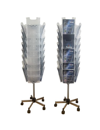 PORTARIVISTE GIREVOLE DA TERRA CON 24 VASCHETTE A4 STK24-9 TECNOSTYL PORTADEPLIANT DA TERRA