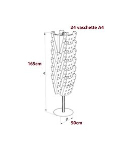 PORTARIVISTE GIREVOLE DA TERRA CON 24 VASCHETTE A4 STK24-9 TECNOSTYL PORTADEPLIANT DA TERRA 2