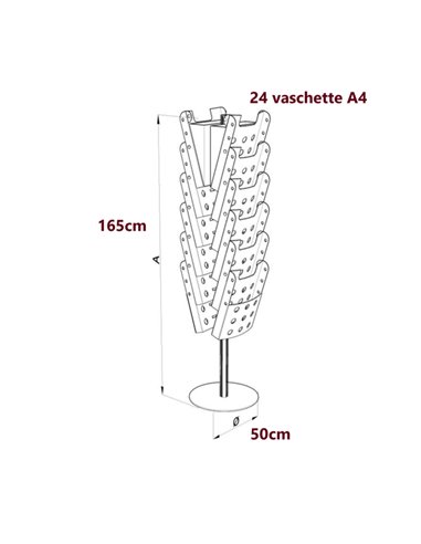 PORTARIVISTE GIREVOLE DA TERRA CON 24 VASCHETTE A4 STK24-9 TECNOSTYL PORTADEPLIANT DA TERRA