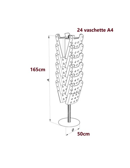PORTARIVISTE GIREVOLE DA TERRA CON 24 VASCHETTE A4 STK24-9 TECNOSTYL PORTADEPLIANT DA TERRA