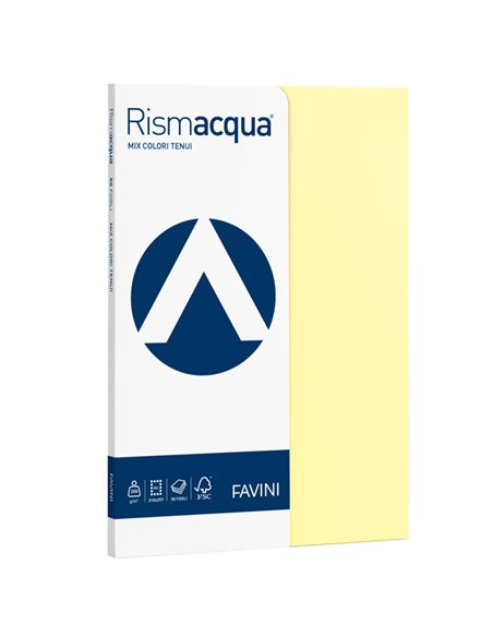 Carta RISMACQUA SMALL A4 200gr 50fg mix 5 colori FAVINI A69X524 FAVINI COLORATA