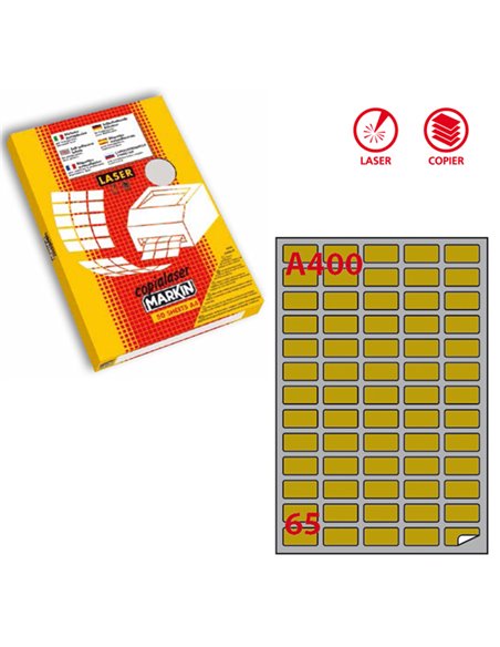 Etichetta adesiva A/400 oro 100fg A4 laser 38,1x21,2mm (65et/fg) Markin X220LGA400 MARKIN ETICHETTE USO DEDICATO
