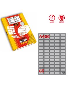 Etichetta adesiva A/400 argento 100fg A4 laser 38,1x21,2mm (65et/fg) Markin X220LSA400 MARKIN ETICHETTE USO DEDICATO