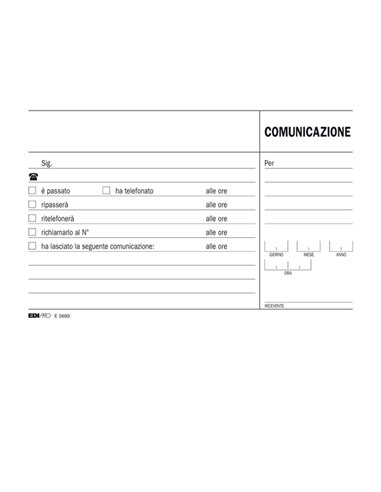 BLOCCO COMUNICAZIONI TELEFONICHE 100FG USO MANO 9,9X17 E5693 E5693 EDIPRO SEGRETERIA