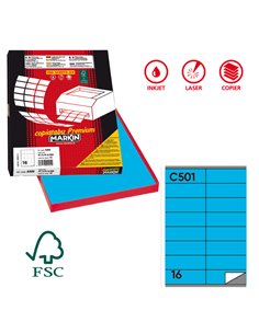 Etichetta adesiva C/501 blu 100fg A4 105x36mm (16et/fg) Markin X210C501BL MARKIN ETICHETTE CARTA COPY-LASER-INKJET