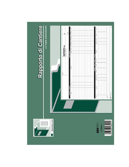 BLOCCO RAPPORTO DI CANTIERE 50/50 FOGLI AUTORIC. 21X30 E5859A E5859A EDIPRO AZIENDE-CONTABILITA' GENERALE