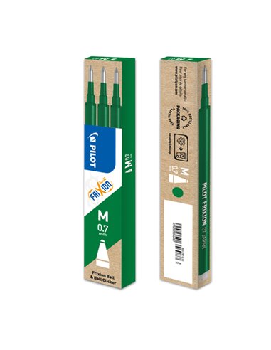 SET 3 REFILL SFERA FRIXIONball 0.7mm VERDE PILOT 006659 PILOT CANCELLABILI