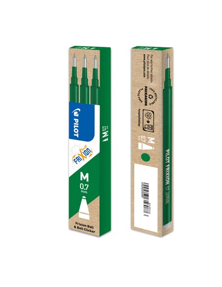 SET 3 REFILL SFERA FRIXIONball 0.7mm VERDE PILOT 006659 PILOT CANCELLABILI
