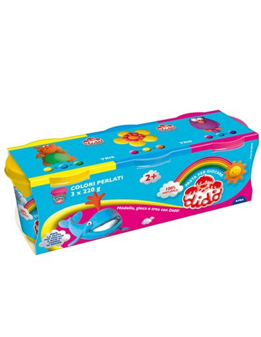 TRIS BARATTOLI DIDO' 220GR GIALLO-MAGENTA-BLU 390463 DIDO PASTE MODELLABILI