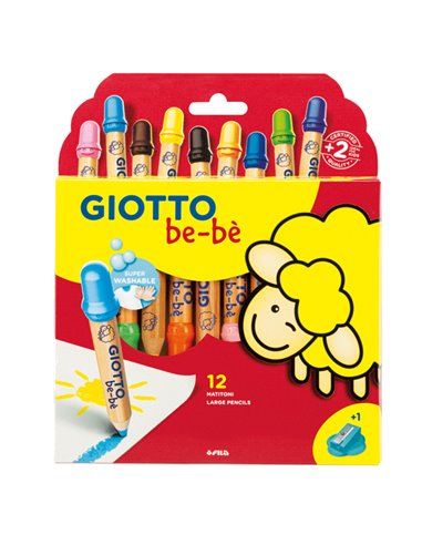 Astuccio 12 supermatitoni lavabili c/temperino GIOTTO BeBE' F477700