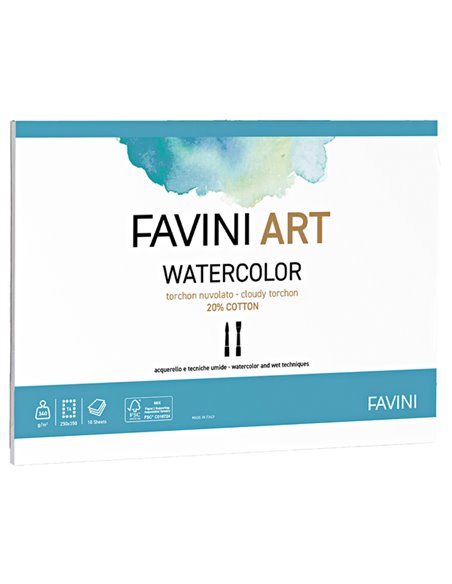 Blocco Watercolor 10fg 340gr 35X50cm FAVINI A223413 FAVINI ALBUM DISEGNO BIANCO