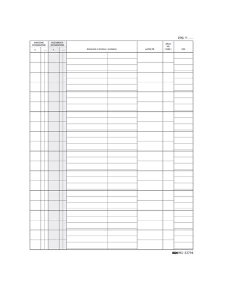 REGISTRO DICHIARAZIONE ESPORTATORI 31X24 100FG E2798 E2798 EDIPRO AZIENDE-CONTABILITA' GENERALE