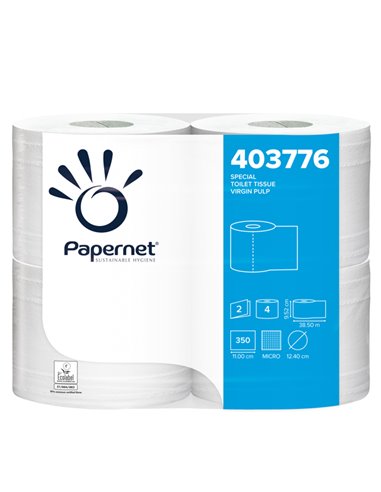 Pacco 4RT carta igienica 2veli Maxi 350strappi goffrata micro Papernet 403776