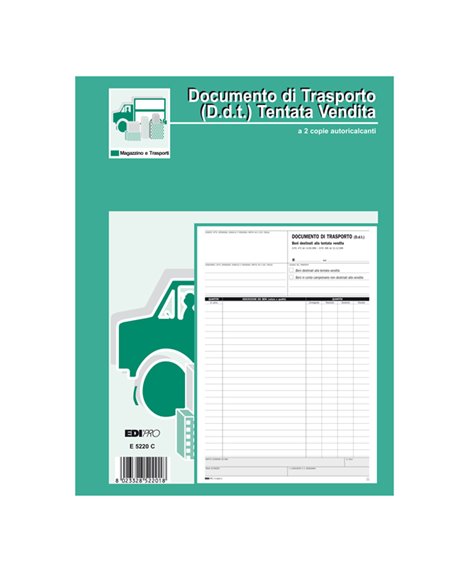 BLOCCO DDT CARICO TENTATA VENDITA A4 50 FG AUTORIC. E5220C EDIPRO E5220C EDIPRO MAGAZZINO-TRASPORTI