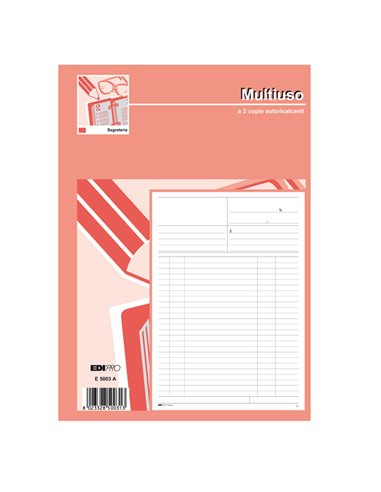 BLOCCO MULTIUSO 50/50 FOGLI AUTORIC. 31X21 E5003A E5003A EDIPRO SEGRETERIA