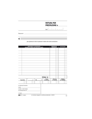 BLOCCO FATTURE PROFESSIONISTI 50/50 FOGLI AUTOR. 23X15 E5266A E5266A EDIPRO BLOCCHI RICEVUTE-FATTURE